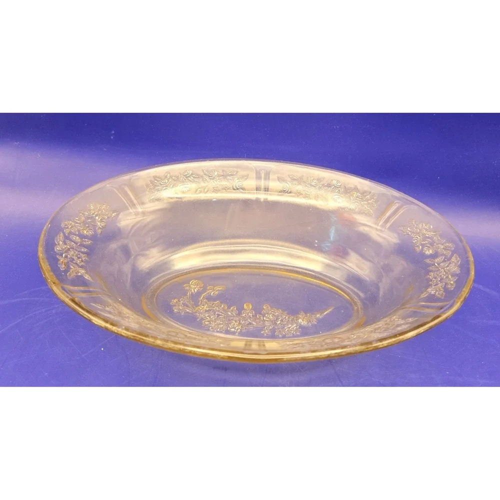 Oval Vegetable Bowl‎ Vintage Federal Sharon Amber Depression Glass